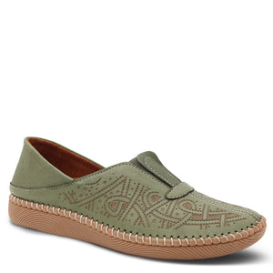 Sala Lil Womens Casual Leather Slip On Green