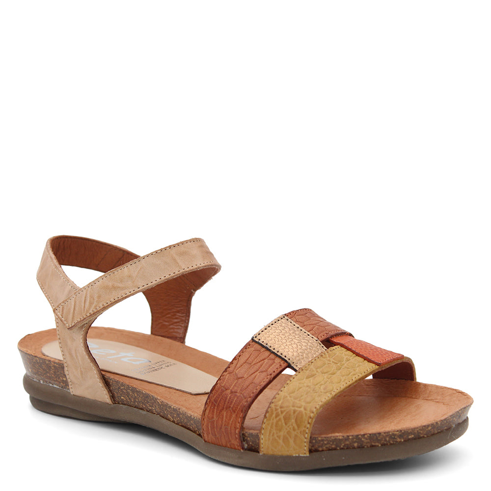 ZETA ROLLO WOMENS FLAT SANAL BEIGE MULTI