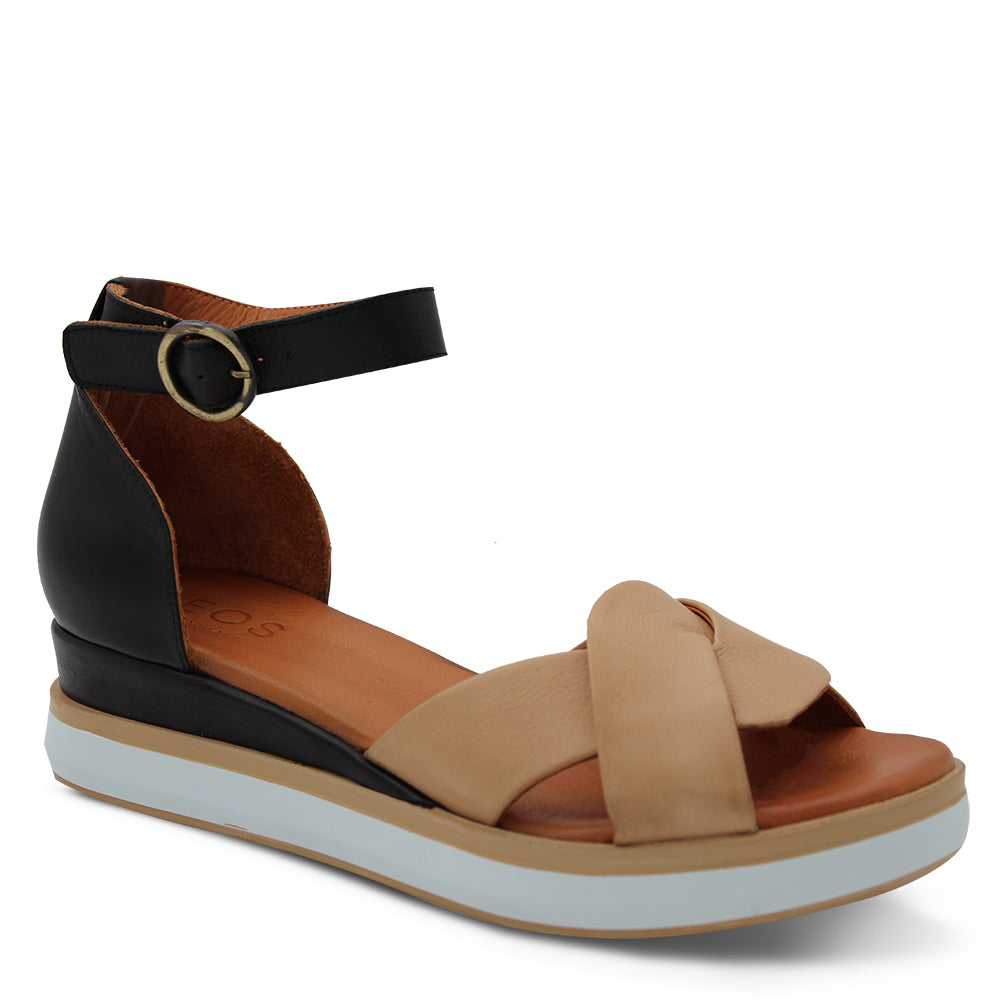 EOS Footwear Ista Women's Wedge Sandal Black Tan