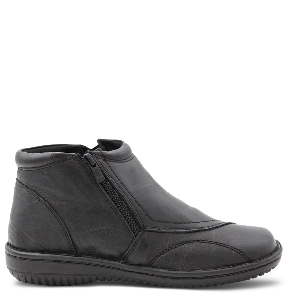 Cabello 5250-27  Women's Flat Leather Boot Black