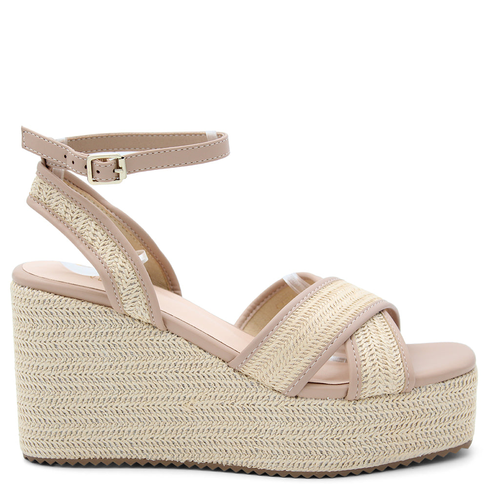 VERALI CALLIPO WOMENS PLATFORM WEDGE BEIGE RAFFIA