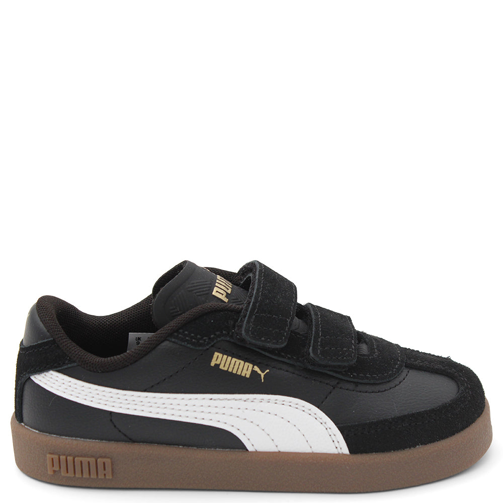 Puma Club II Era Velcro Black and white Puma sneaker with brown sole 