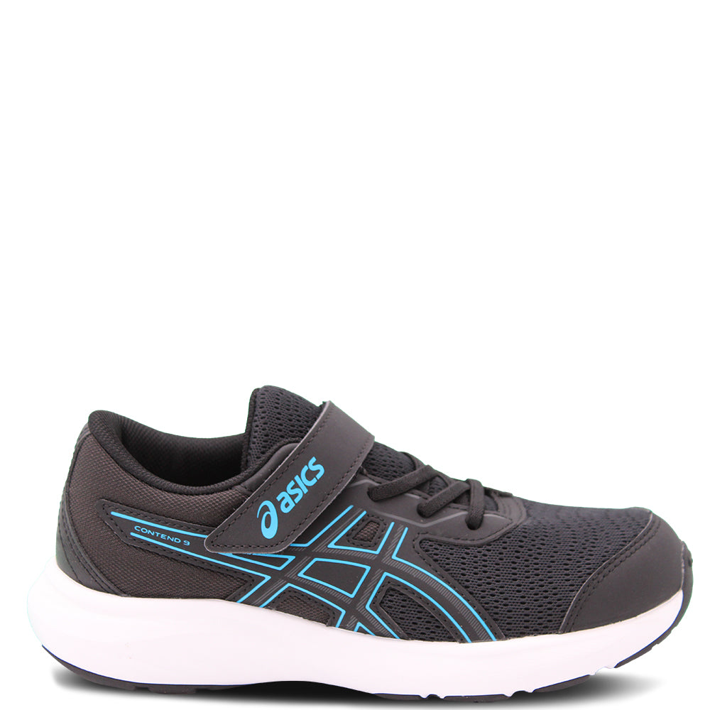 Asics Contend 9 PS Kids Running Shoes Black Aqua