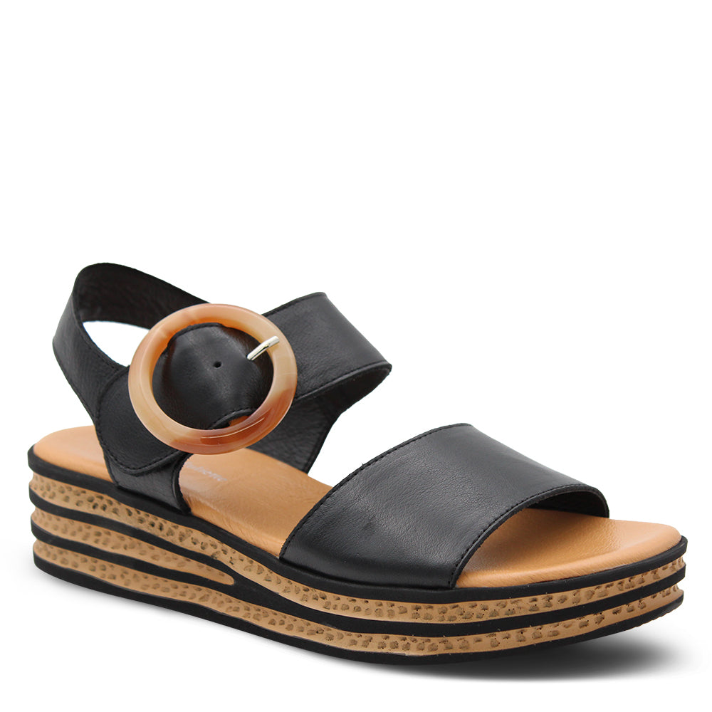 Django & Juliette Cubbie Women's Wedges Sandals Black Natural