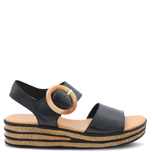 Django & Juliette Cubbie Women's Wedges Sandals Black Natural