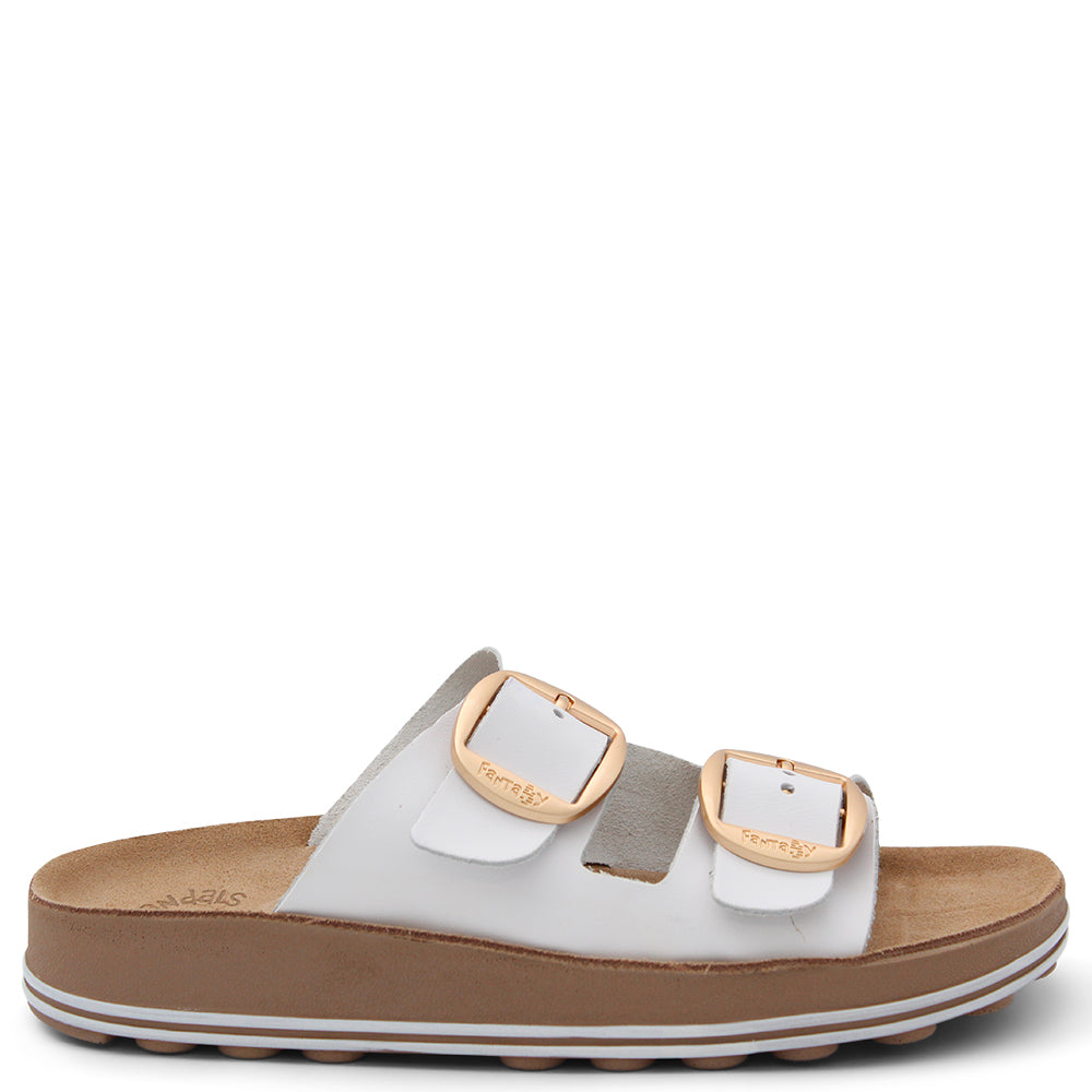 Fantasy Despoina Womens Flat Slide White