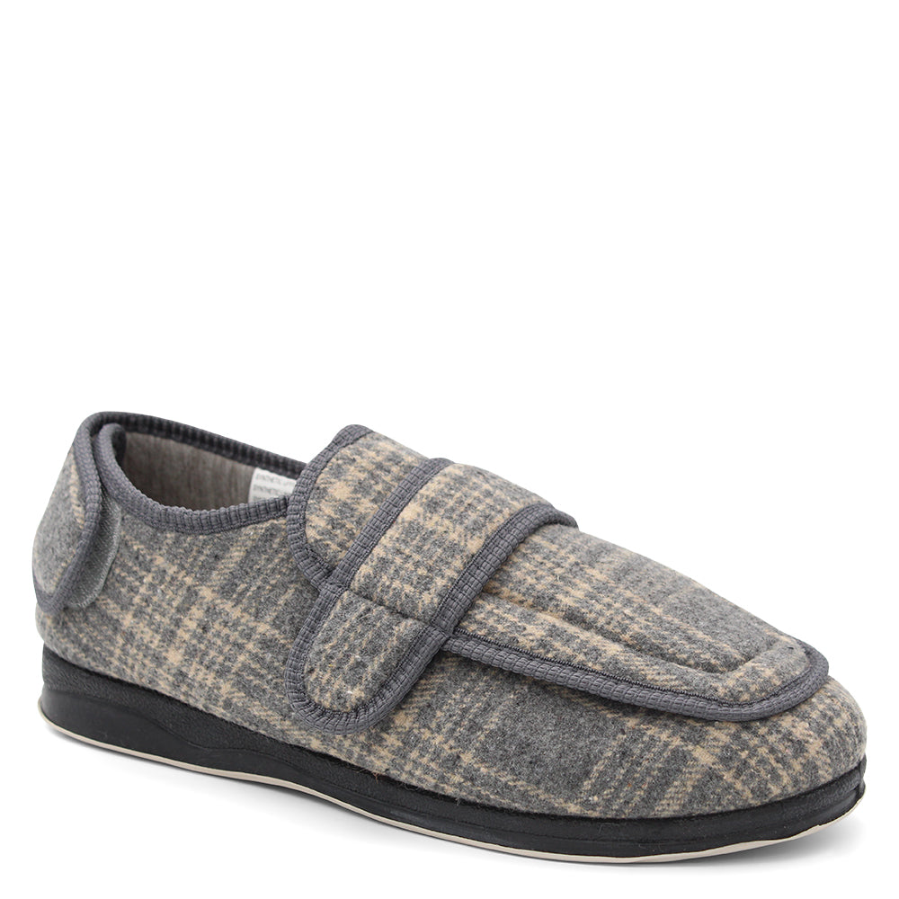 Panda Edison Grey Check Mens slippers