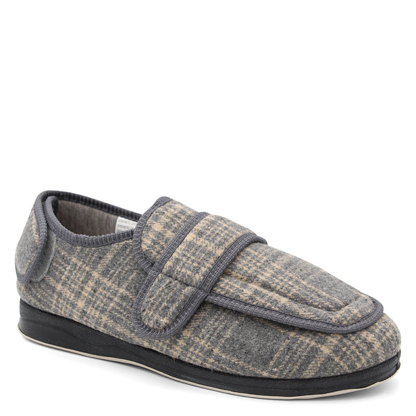 Panda Edison Grey Check Mens slippers