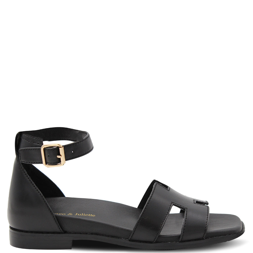 Django & Juliette Efron Women's Flat Sandals Black