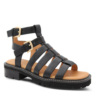 EOS Gizelle women's low heel gladiator sandals Black