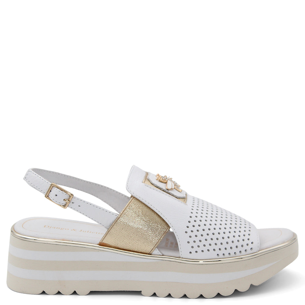 Django & Juliette Haley Womens White Gold Sandal
