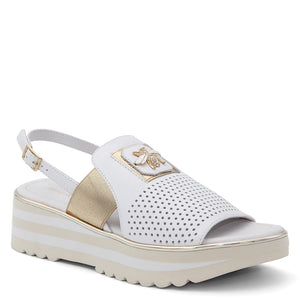 Django & Juliette Haley Womens White Gold Sandal
