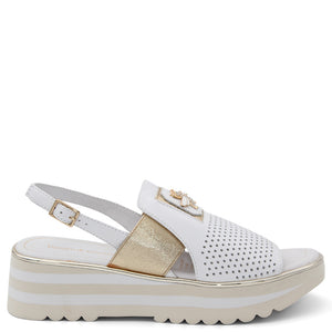 Django & Juliette Haley Womens White Gold Sandal