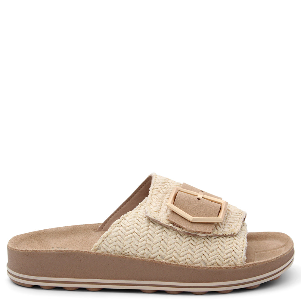 Fantasy Korina Womens Flat Slide Vanilla Raffia