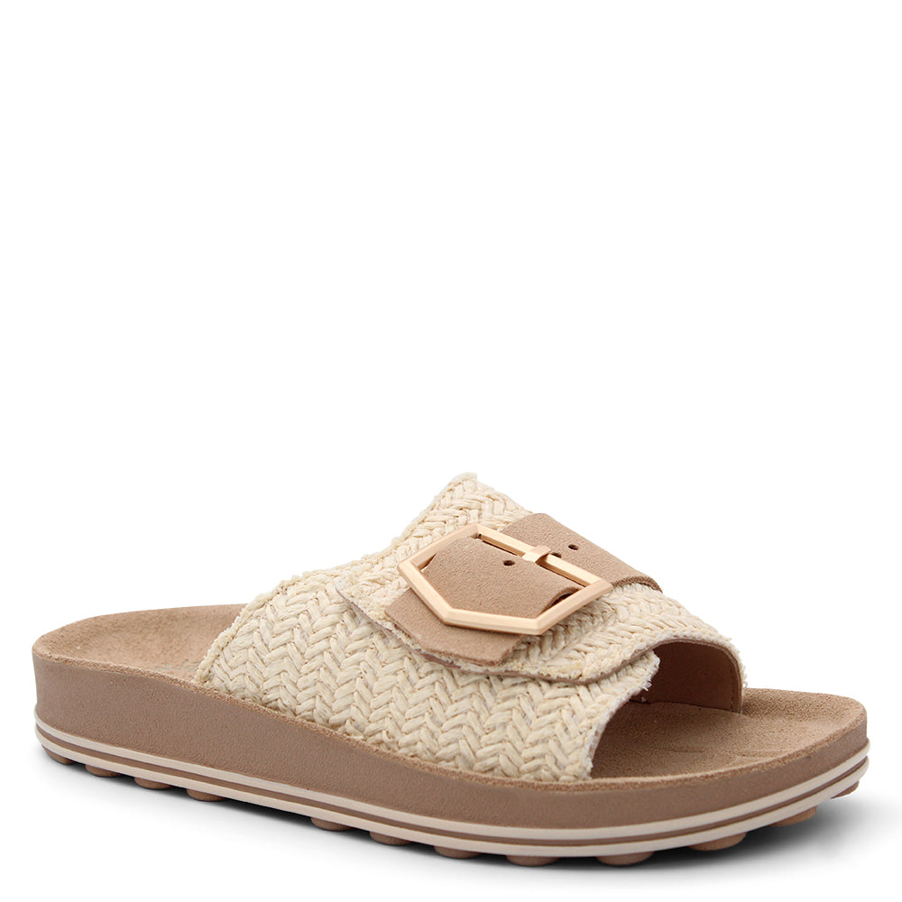 Fantasy Korina Womens Flat Slide Vanilla Raffia