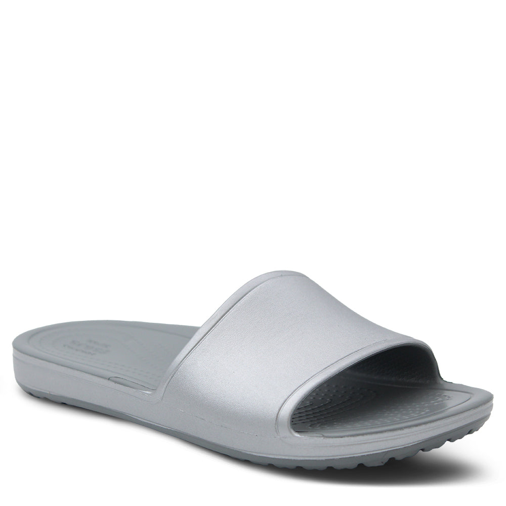 Crocs Kadee Metallic Slides Silver