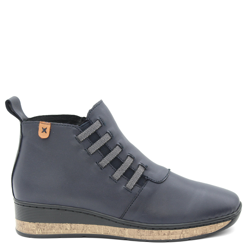 Cassini Maddy Womens Wedge Boot Navy