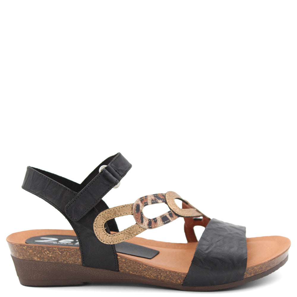 ZETA WOMENS WEDGE SANDAL BLACK MULTI