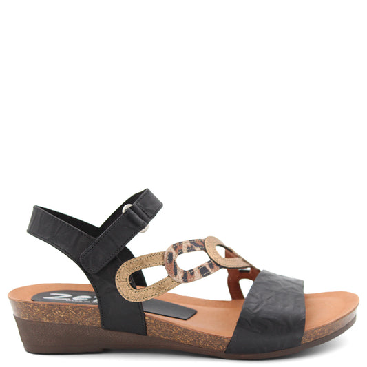 ZETA WOMENS WEDGE SANDAL BLACK MULTI