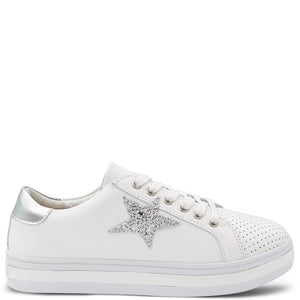 Alfie & Evie Pixie Womens Sneaker White Silver