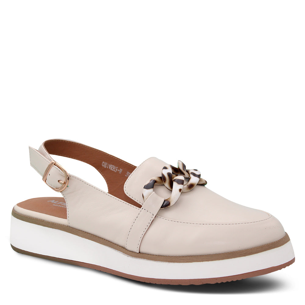Alfie & Evie Quivers Women's Sling back Loafers Cream