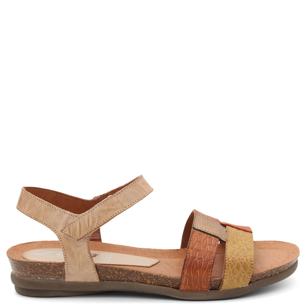 ZETA ROLLO WOMENS FLAT SANAL BEIGE MULTI