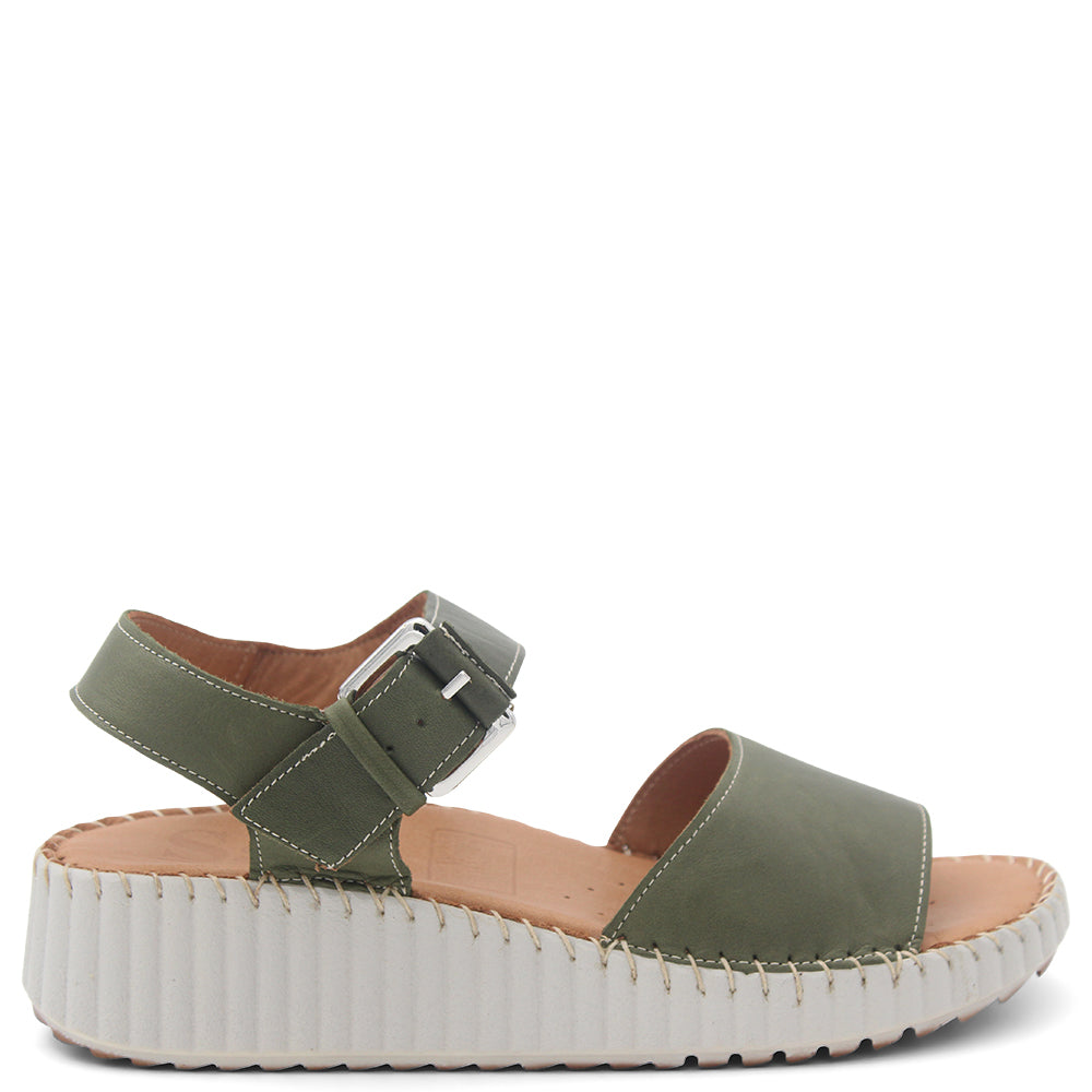 Sala Sonia Womens Wedge Sandal Dark Olive