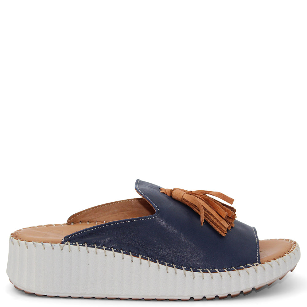 Sala Sonny Womens Wedge Slide Deep Ocean