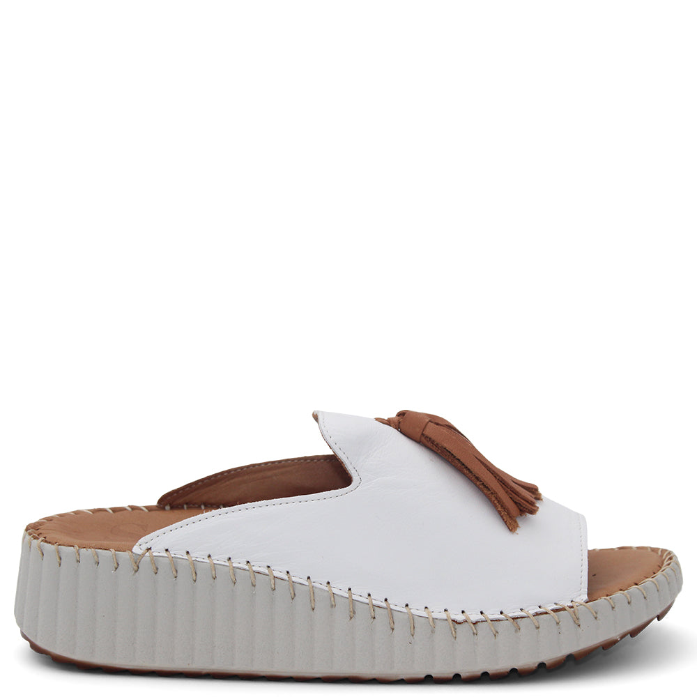 Sala Sonny Womens Wedge Slide White