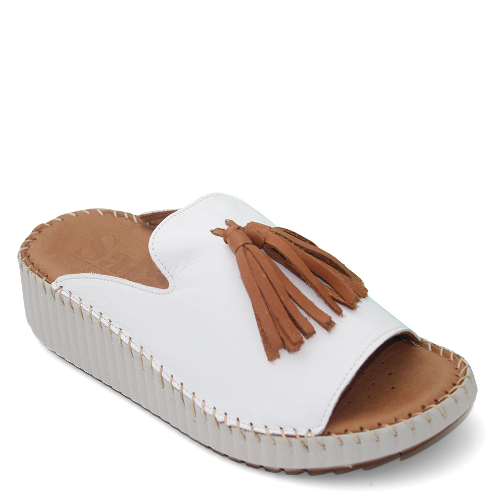 Sala Sonny Womens Wedge Slide White
