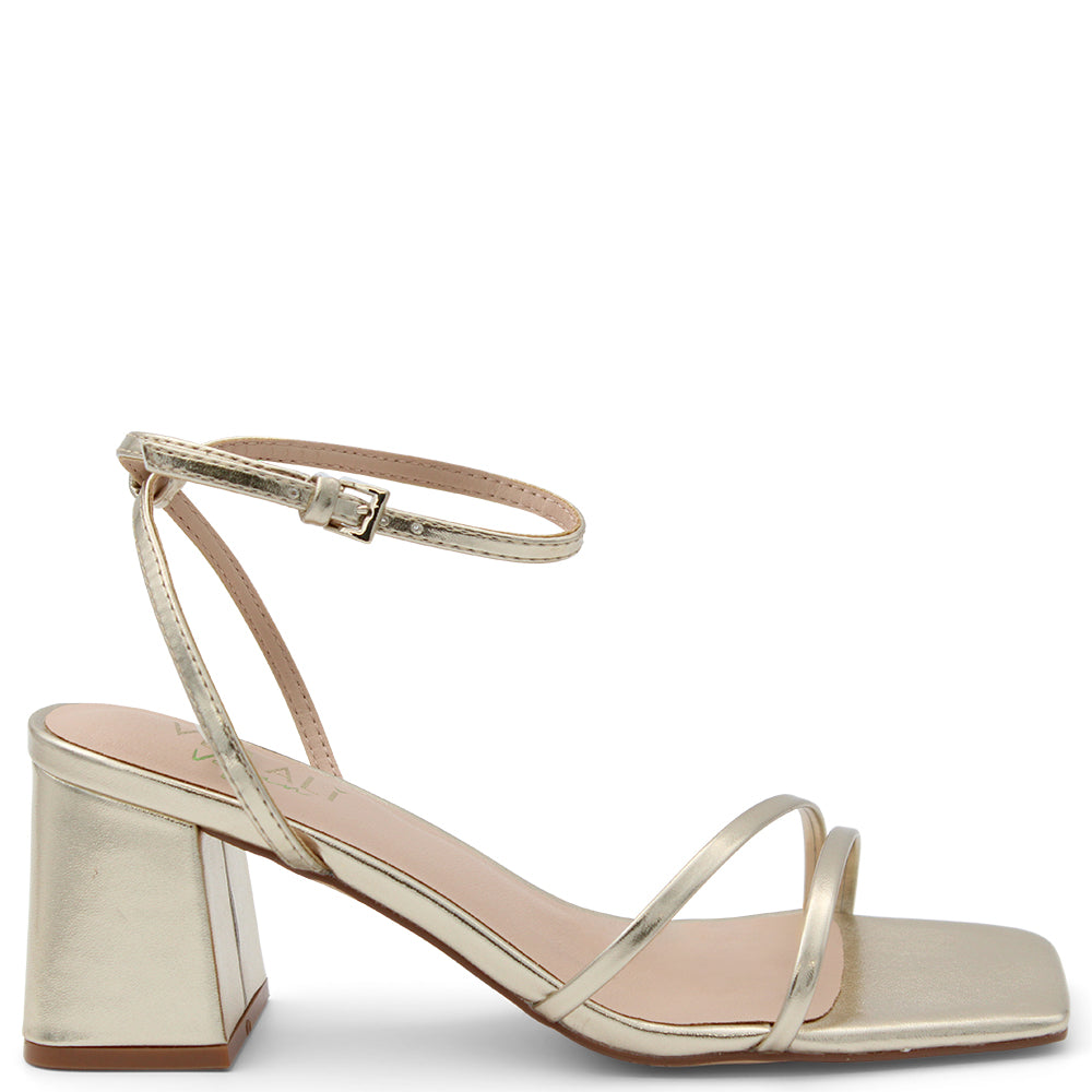 Verali Stevie Women's Block Heels Gold high-heeled sandal with thin straps 