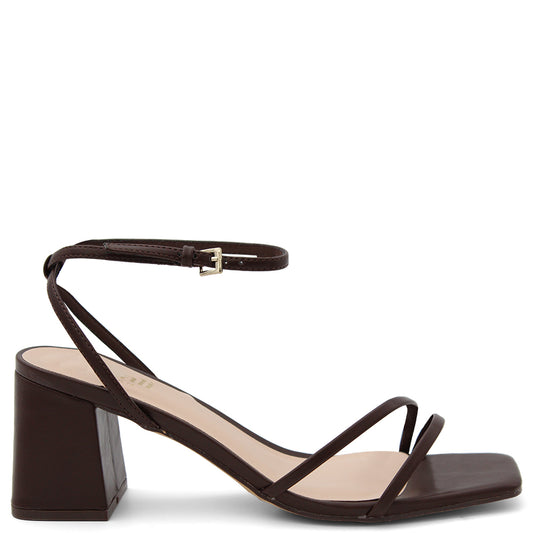 Verali Stevie Women's Block Heels Chocolate high-heeled sandal with thin straps 