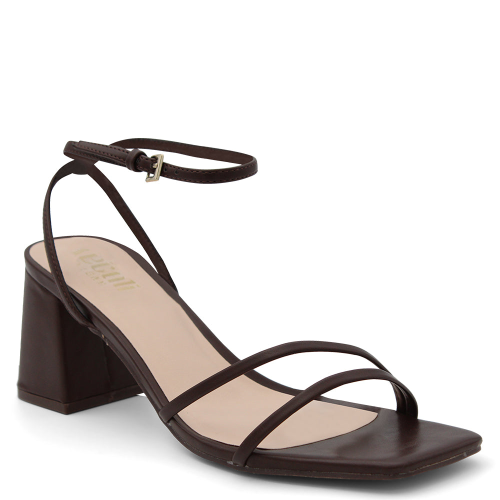Verali Stevie Women's Block Heels Chocolate high-heeled sandal with thin straps 