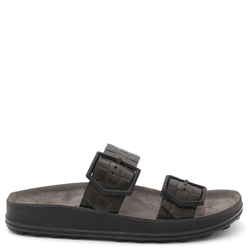 Fantasy Taylor Womens Flat Slide Black Raffia