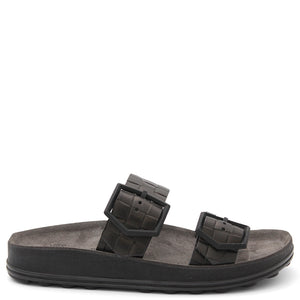 Fantasy Taylor Womens Flat Slide Black Raffia