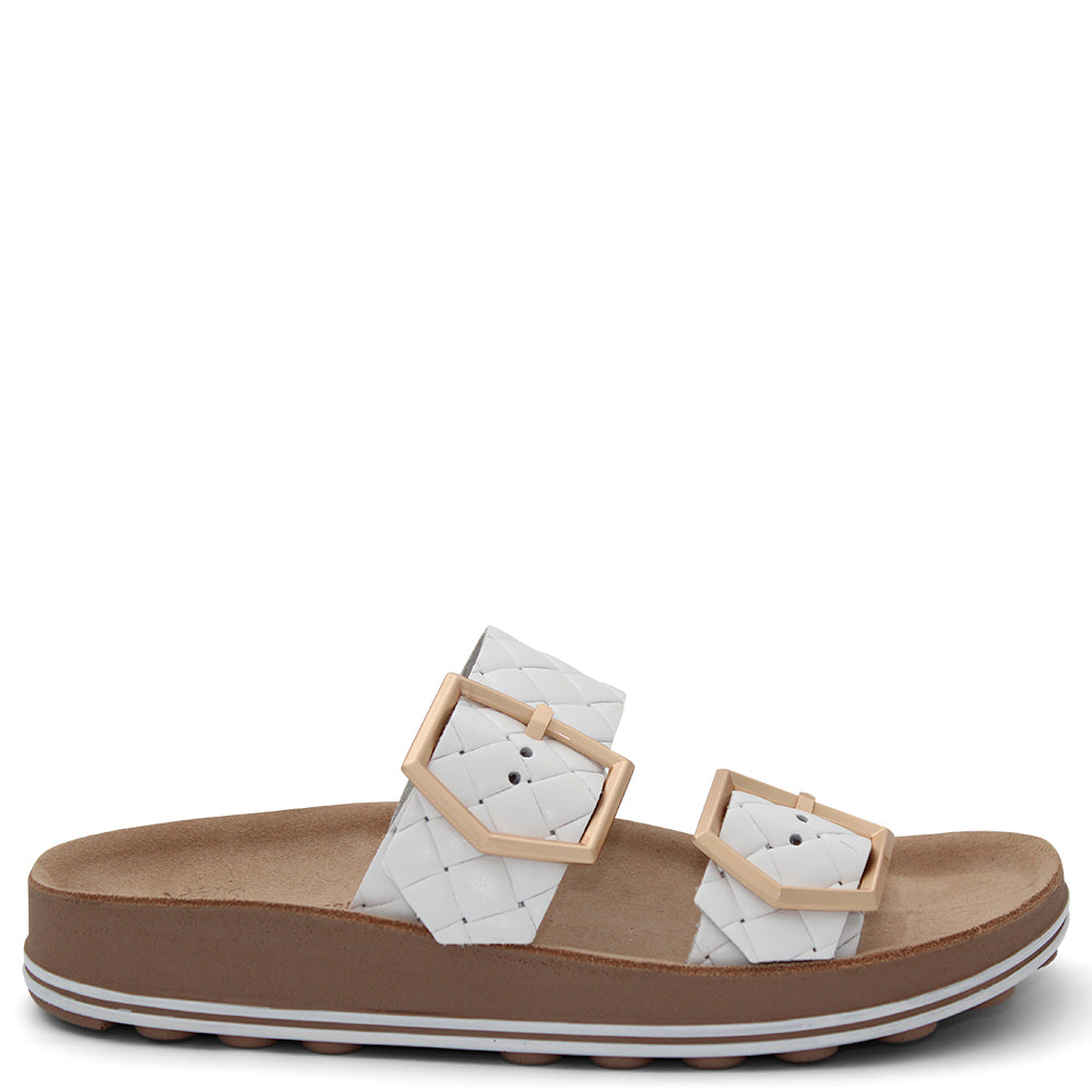 Fantasy Taylor Womens Flat Slide White Softy