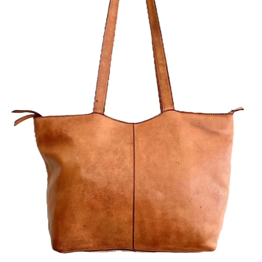 Oran Eden Women's Leather Tote Bag Brandy Cognac