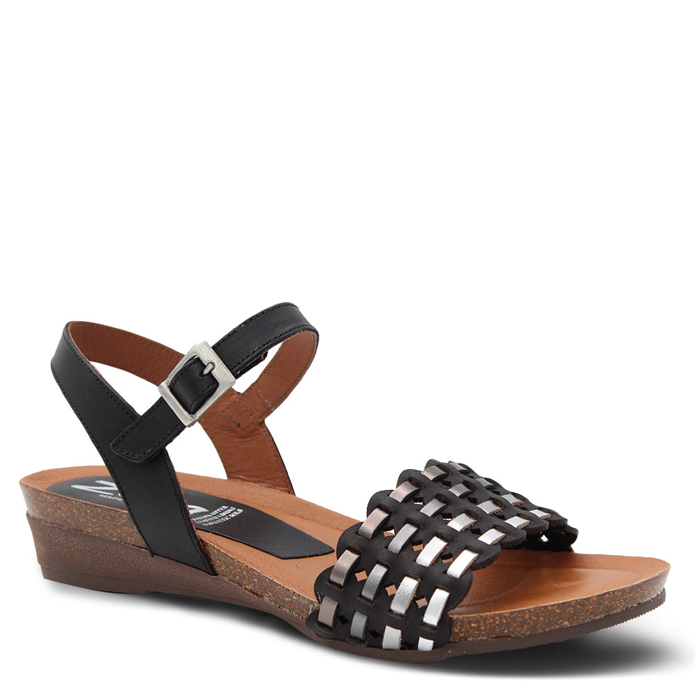 Zeta Odette Womens Flat Sandals black metallic