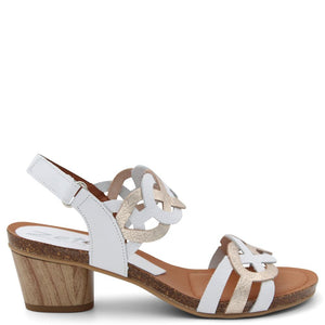 Zeta Brief womens heel  sandals White sandal with wooden heel 