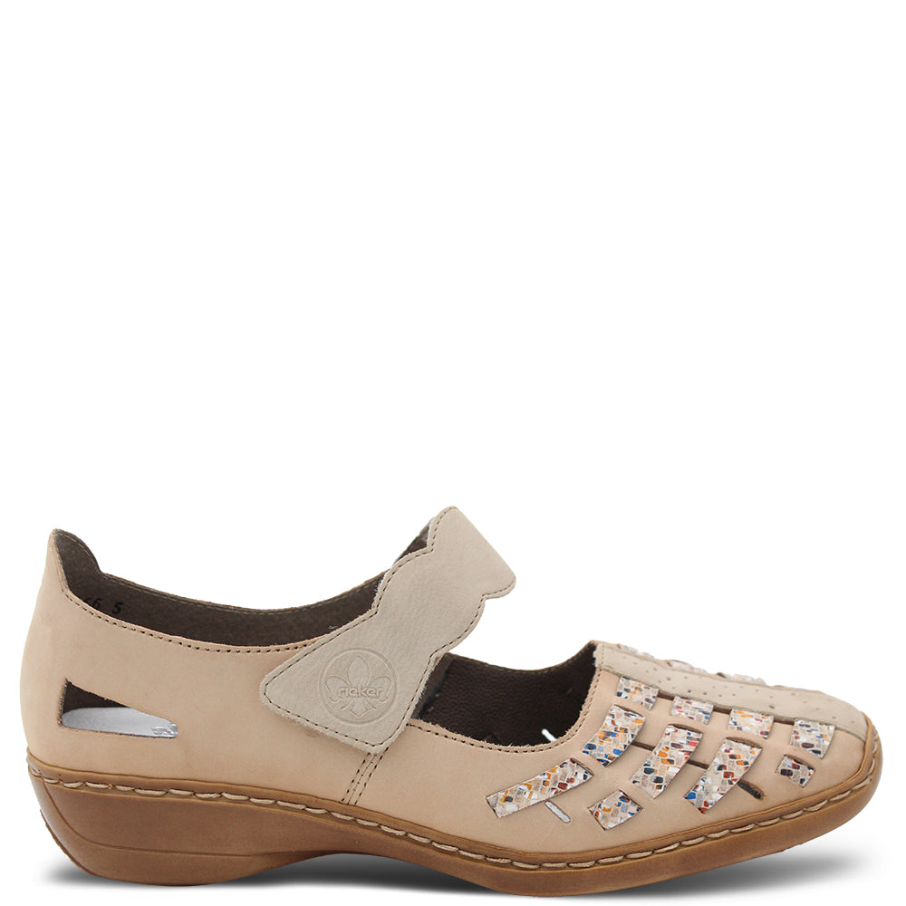 Reiker 41369 Women's Flat Casual Shoes Beige