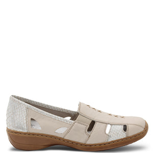 Rieker 41385 Womens casual slip on shoe cream