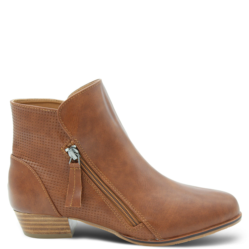 Step On Air Cracker Women's Low Heel Ankle Boots Tan