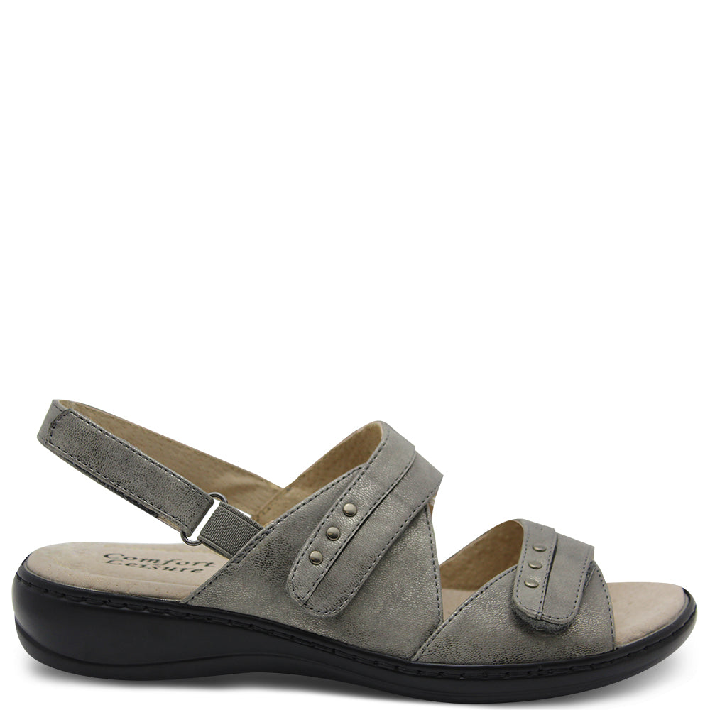 Comfort Leisure Noble Womens Pewter Flat Sandal