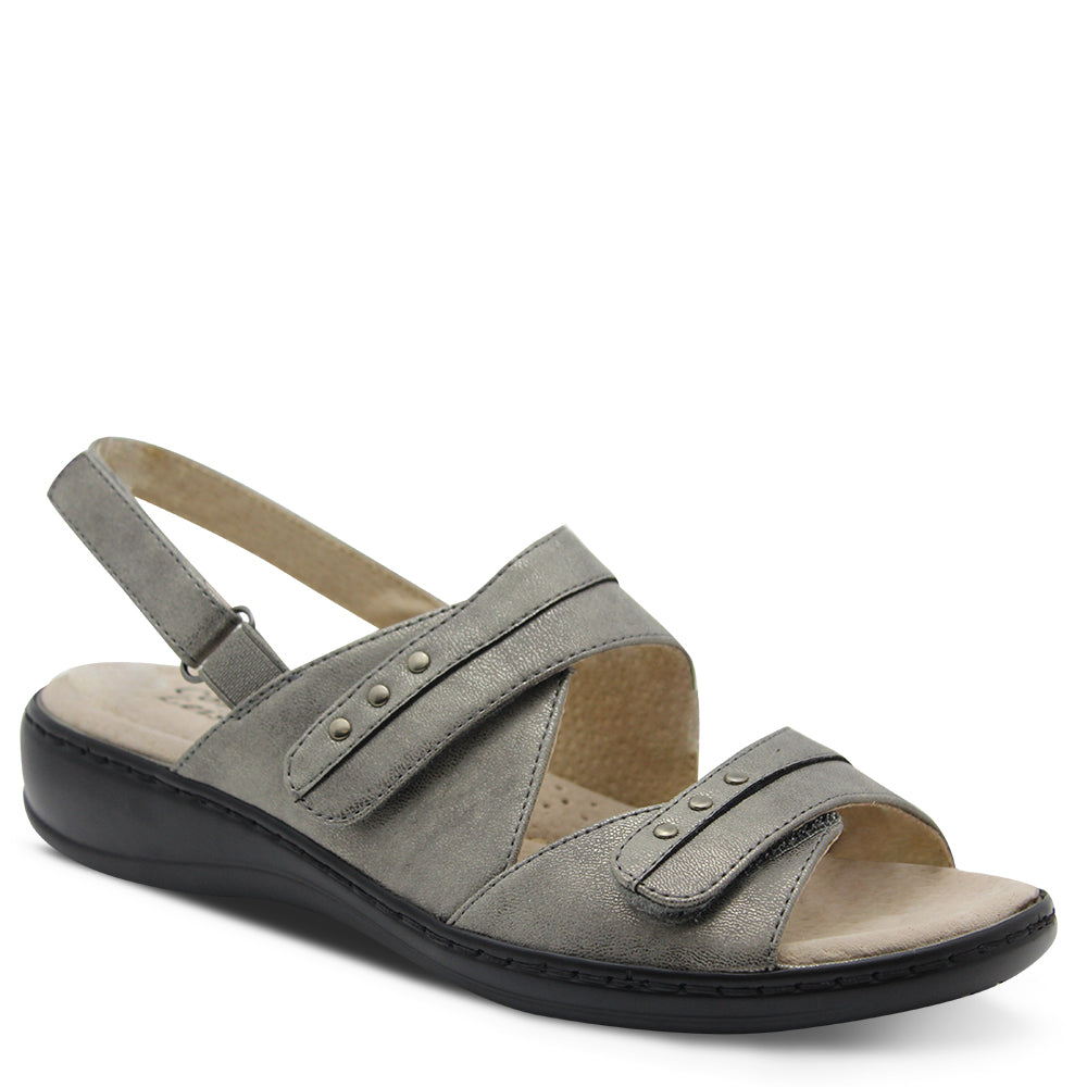 Comfort Leisure Noble Womens Pewter Flat Sandal