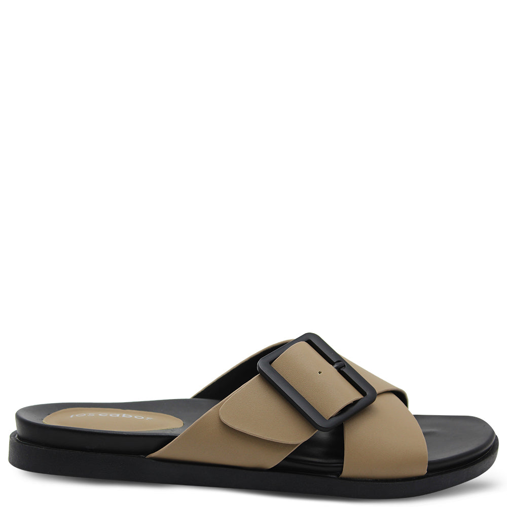 Los Cabos Roe Taupe Women's Flat Slide