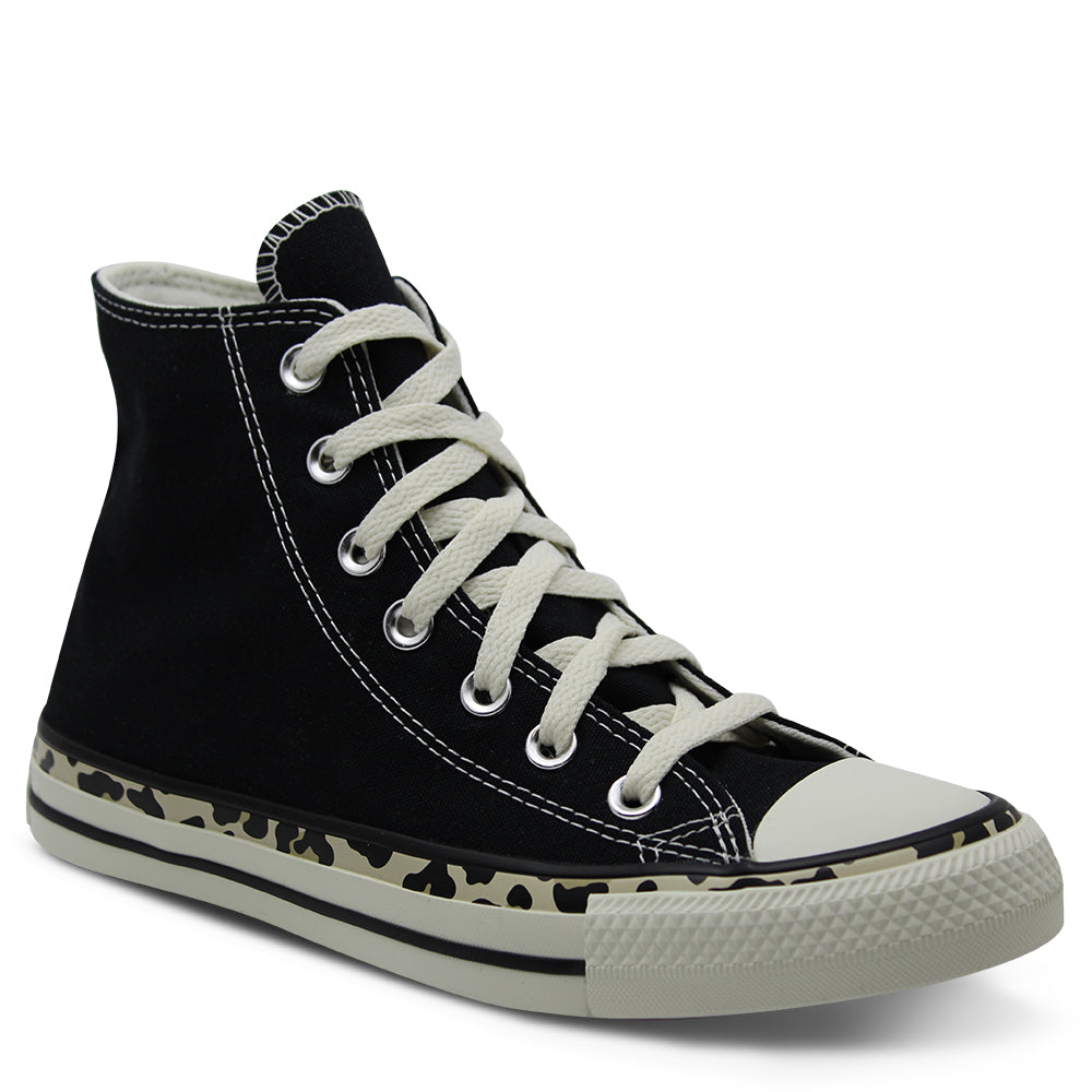 Converse all star hi trainers leopard edged egret leather Clearance