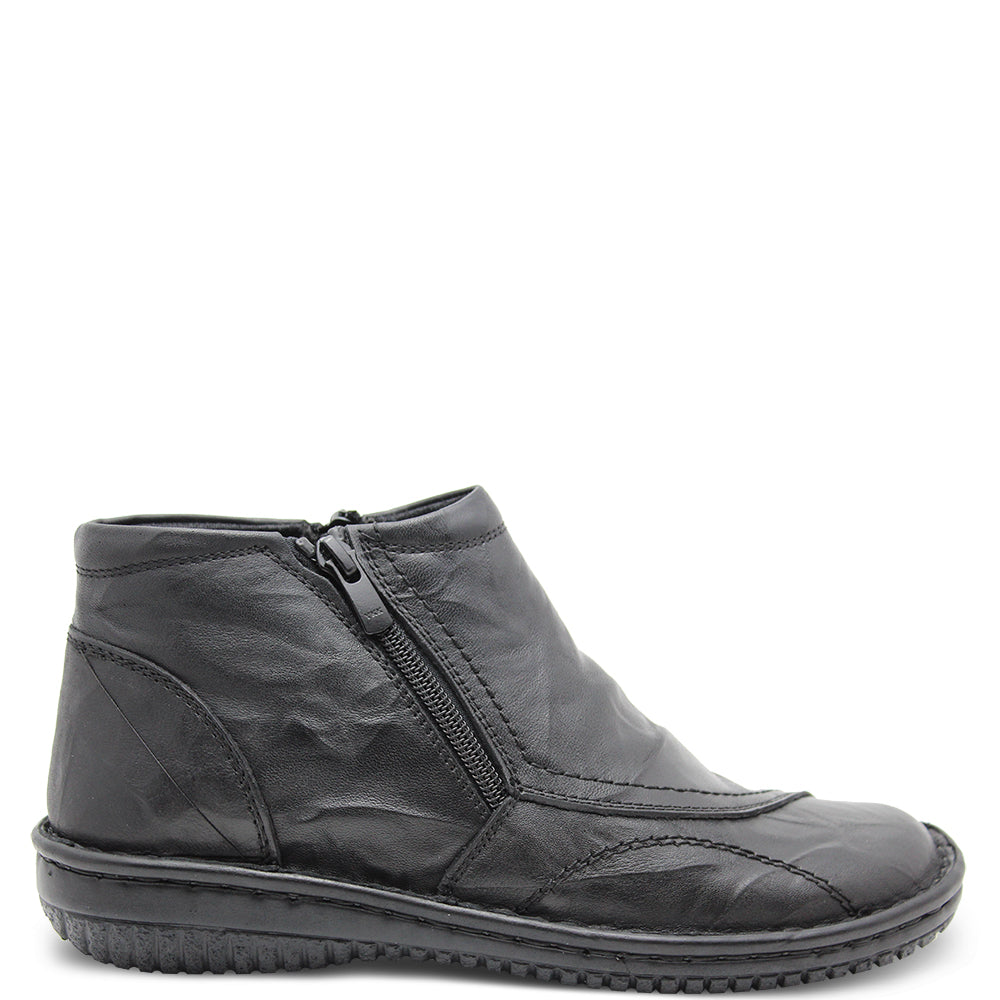 Cabello 5250-27  Women's Flat Leather Boot Black