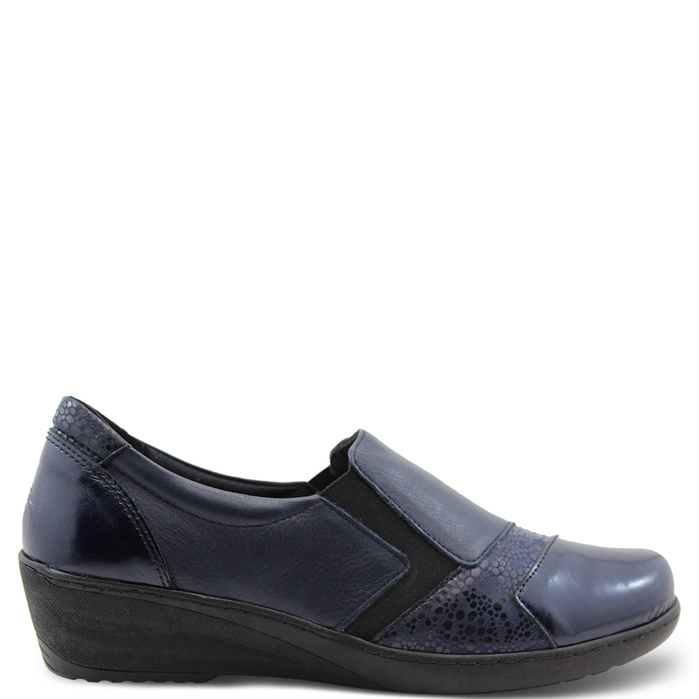 Cabello CP461-18 Women's Combo Wedge Navy Patent