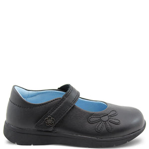 Ascent Trista 2 Girls School Shoes Black with Velcro