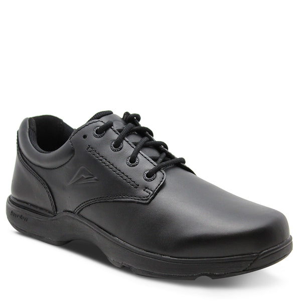 Ascent Apex Kids Black Leather School Shoes